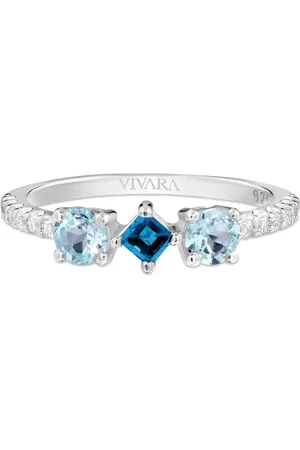 Vivara Anel Spring em Prata 925 com Topázios London, Topázios Sky e Safiras Incolores