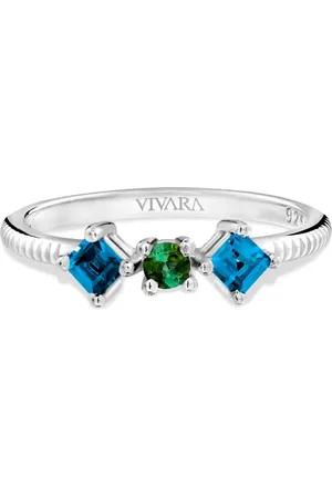 Vivara Anel Spring em Prata 925 com Topázios London e Turmalina Verde