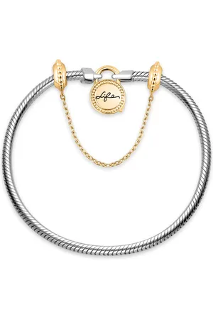Life Pulseira Cadeado Redondo em Prata 925 com Banho de Ouro Amarelo 18k