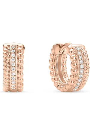Life Argola Maxi III em Liga Rosé com Banho de Ouro Rosé 18k e Pedras Incolores