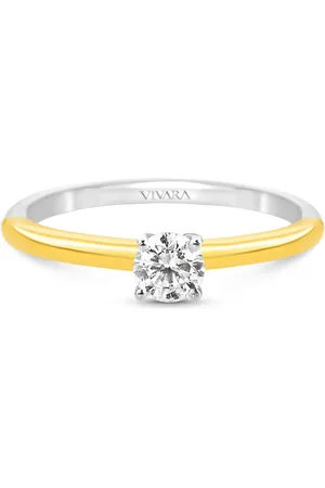 Vivara Anel Solitário Lume em Prata 925 e Ouro Amarelo 18k com Diamante de Laboratório 0,26 ct