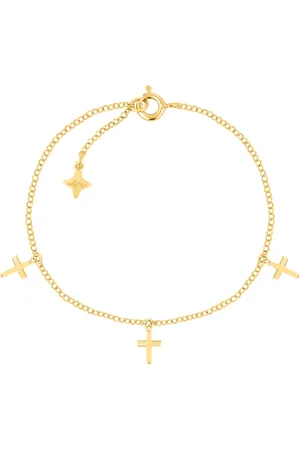 Life Pulseira Religião II Cruz em Prata 925 com Banho de Ouro Amarelo 18k