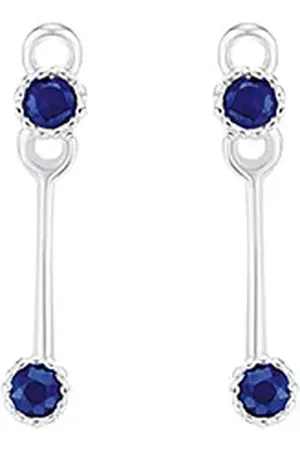 Vivara Brinco Classic Duo em Ouro Branco 18k com Safiras