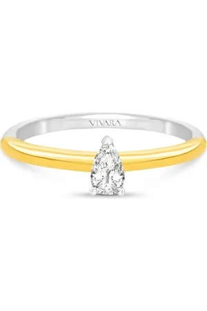 Vivara Anel Solitário Lume Gota em Prata 925 e Ouro Amarelo 18k com Diamante de Laboratório 0,17 ct