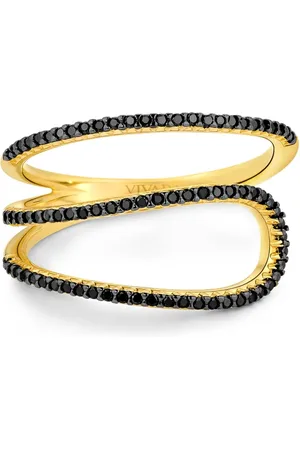 Vivara Anel Link em Ouro Amarelo 18k com Diamantes Negros