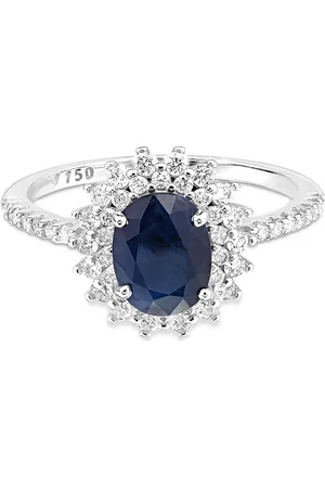 Vivara Anel Classic em Ouro Branco 18k com Safira e Diamantes