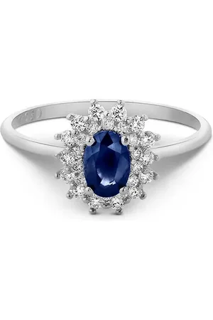 Vivara Anel Classic Oriental em Ouro Branco 18k com Safira e Diamantes