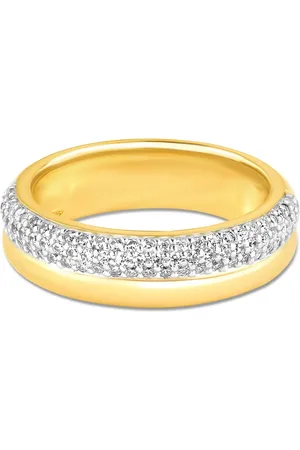 Life Anel Luxe em Prata 925 com Banho de Ouro Amarelo 18k com Pedras Incolores