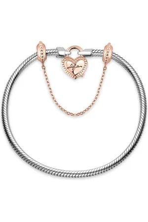 Life Pulseira Cadeado Coração em Prata 925 com Banho de Ouro Rosé 18k