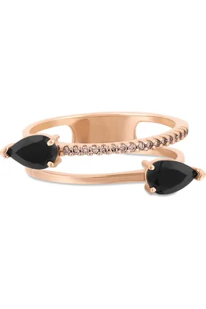 Vivara Anel Anelli em Ouro Rosé 18k com Quartzo Negros e Diamantes Negros