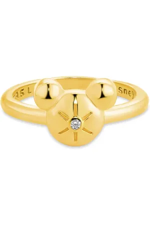 Life Anel Disney e Ana Strumpf Mickey Asterisco em Prata 925 com Banho de Ouro Amarelo 18k e Pedra Incolor