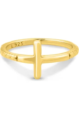 Life Anel Religião II Cruz em Prata 925 com Banho de Ouro Amarelo 18k