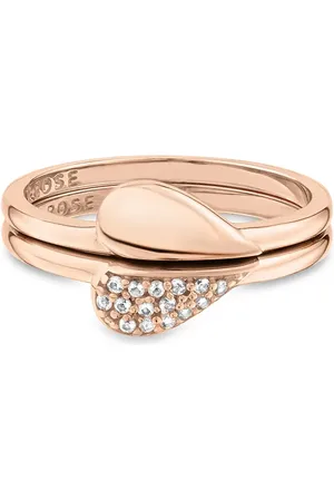 Life Anel Pink Pavê Coração em Liga Rosé com Banho de Ouro Rosé 18k e Pedras Incolores