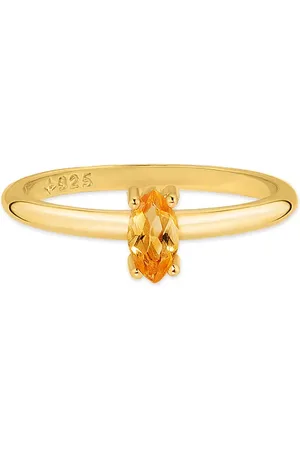 Life Anel Unique em Prata 925 com Banho de Ouro Amarelo 18k e Citrino