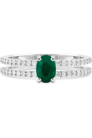 Vivara Anel Classic Oriental em Ouro Branco 18k com Esmeralda e Diamantes