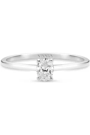 Vivara Anel Solitário Shapes em Ouro Branco 18k com Diamante Oval 0,30 ct