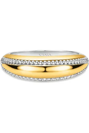 Vivara Anel Mykonos em Prata 925 e Ouro Amarelo 18k com Diamantes 0,22 ct