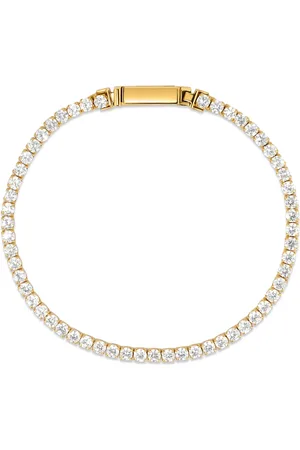 Life Pulseira Riviera em Prata 925 com Banho de Ouro Amarelo 18k e Pedras Incolores