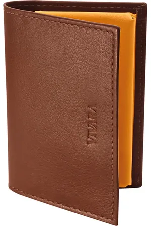 Vivara Porta-Cartões Masculino Couro Marrom e Mostarda