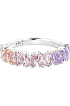 Life Anel Aurora em Prata 925 com Cristais Rosas e Roxos