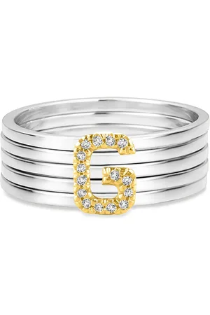 Vivara Anel Letra G em Prata 925 e Ouro Amarelo 18k com Diamantes 0,04 ct