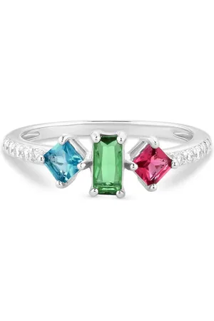 Life Anel Coloré em Prata 925 com Cristais Verde, Rosa, Azul e Incolores
