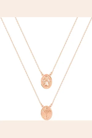 Life Escapulário Religião ll N.Sra. Aparecida em Prata 925 com Banho de Ouro Rosé 18k, 65cm