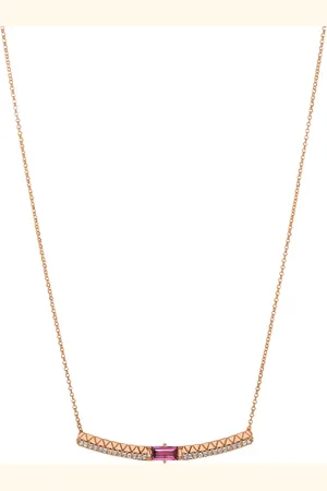 Vivara Colar Icona em Ouro 18k com Turmalina Rosa e Diamantes, 45cm