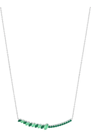 Life Colar Nature III em Prata 925 com Ágata Verde e Calcedônia Verde, 40cm
