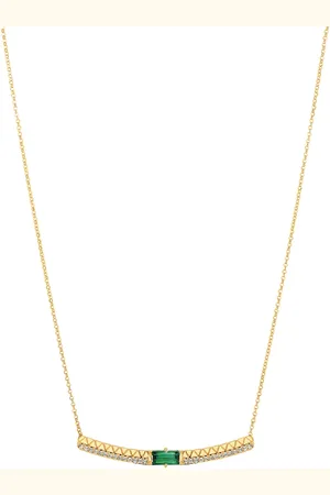 Vivara Colar Icona em Ouro Amarelo 18k com Turmalina Verde e Diamantes, 45cm