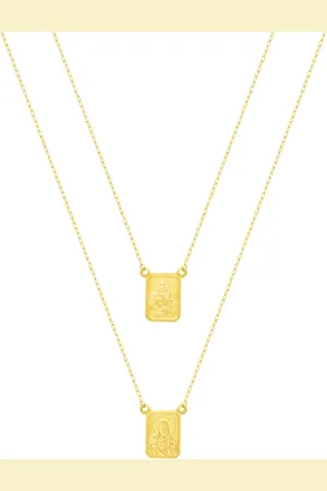 Vivara Escapulário Medalhas Jesus e N.Sra. Do Carmo em Ouro Amarelo 18k, 60cm