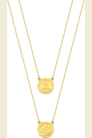 Vivara Escapulário Medalhas Jesus e N.Sra Aparecida em Ouro Amarelo 18k, 60cm
