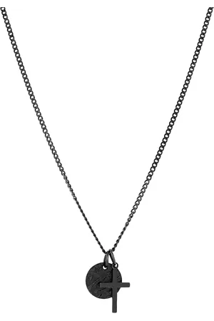 Life Colar Masculino Medalha em Aço Preto, 60cm