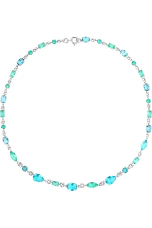 Life Colar Colors II em Prata 925 com Cristais Verdes e Azuis