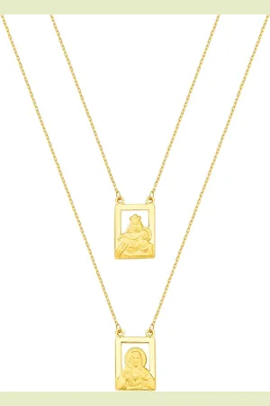 Vivara Escapulário Medalhas Jesus e N.Sra. Do Carmo em Ouro Amarelo 18k, 60cm
