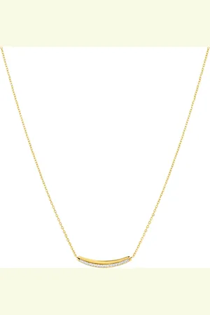 Life Colar Luxe em Prata 925 com Banho de Ouro Amarelo 18k com Pedras Incolores, 45cm