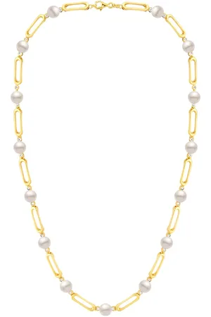 Vivara Colar Luar em Ouro Amarelo 18k com Pérolas e Safiras Incolores, 45cm