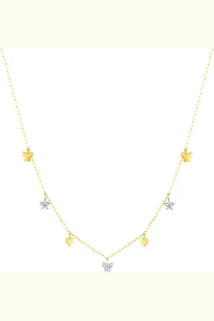Vivara Colar Teens Estrelas em Ouro Amarelo e Ouro Branco 18k com Diamantes, 45cm